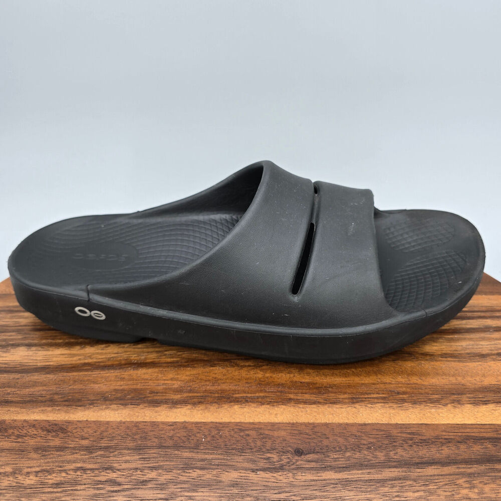 Oofos Ooahh Sandals Mens 10 Black Comfort Sport Athletic Recovery Slip On Slides